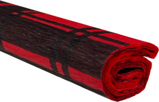 Krepový papír károvaně černá na červeném 50 cm x 200 cm 28g/m2