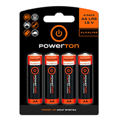 Powerton, alkalická AA baterie, 1.5V, 4ks