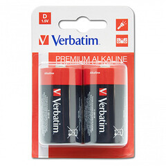 Baterie alkalická, velký monočlánek, D, 1.5V, Verbatim, blistr, 2-pack, 49923, velký monočlánek