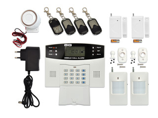 Bezdrátový GSM alarm s LCD displ., 4x dálk.ovl., 2x PIR, 2x DOOR, 1x siréna, HF-GSM03