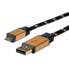Roline 11.02.8826 Gold USB 2.0 kabel, USB A(M) -> microUSB B(M), 1.8m